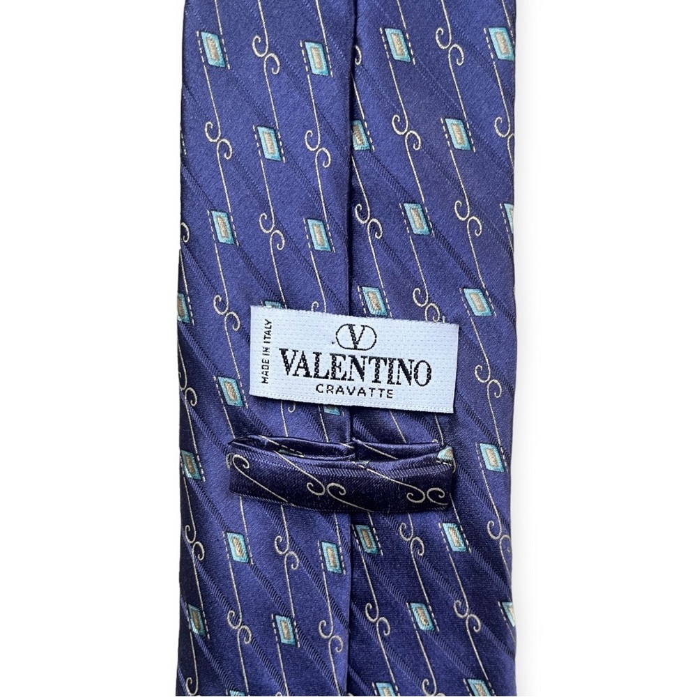 Stunning Valentino Blue Patterned Silk Tie Cravatte